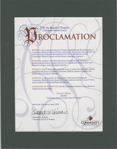 Community Medical Center proclamation