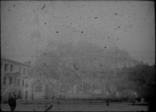 View of mosque and park
