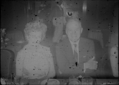 Unidentified man and woman in restaurant