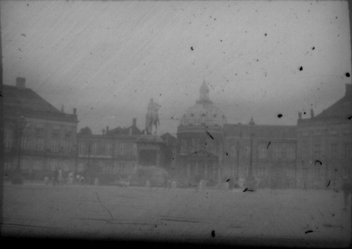 Statue of Frederick V of Denmark and Amelienborg Palace in Copenhagen