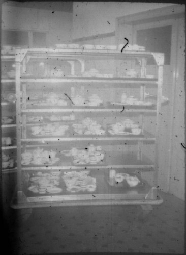 Stack of dishes on cart