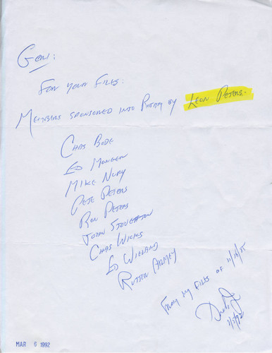 List of members sponsored into Rotary by Leon Peters