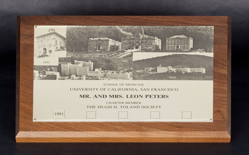 Hugh Toland Society charter member plaque