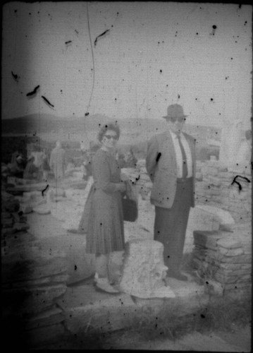 Alice Peters and unidentified man at Greek ruins