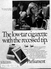 The low-tar cigarette with the recessed tip