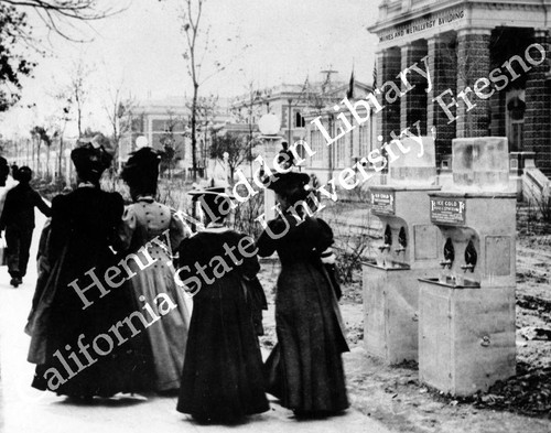 Group of women walking in front of Mines and Metallurgy Building