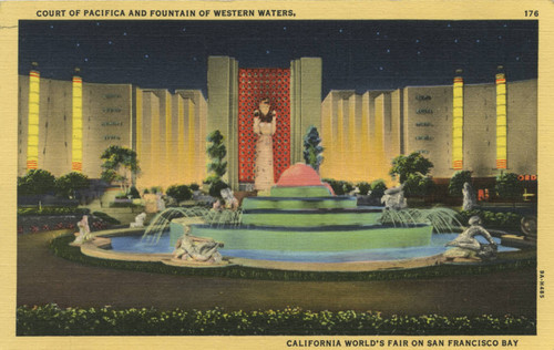Court of Pacifica and Fountain of Western Waters, California World's Fair on San Francisco Bay