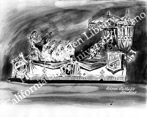 Drawing of float for parade