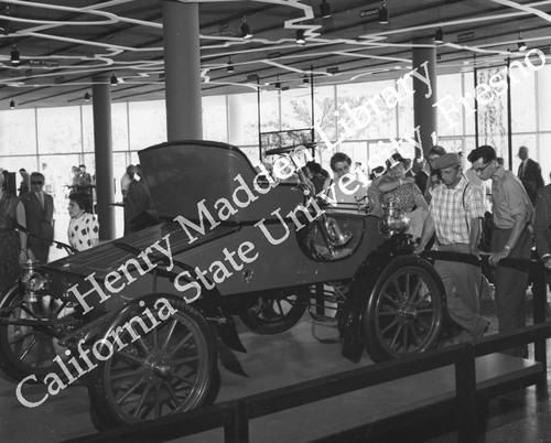 Early car model on display in the United States pavilion