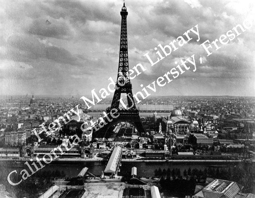 View of Eiffel Tower and exposition buildings