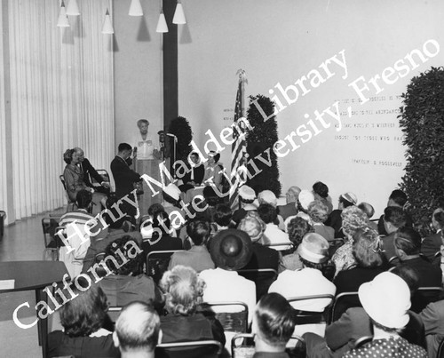 Speech being given in the United States pavilion