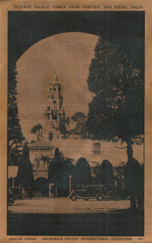 The Science Palace Tower From Portico. San Diego, Calif. California Pacific International Exposition