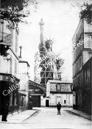 Standing Statue of Liberty with scaffolding