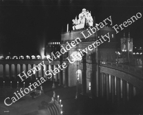 Sculpture "Nations of the East" at night