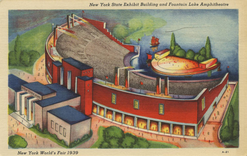 New York State Exhibit Building and Fountain Lake Amphitheatre, New York World's Fair 1939