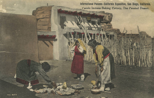 Pueblo Indians Baking Pottery, The Painted Desert