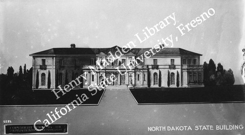 Architectural rendering of front entrance of North Dakota State Building