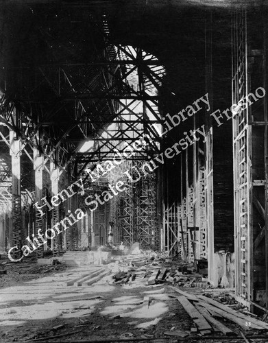 Interior of exposition building under construction — Calisphere