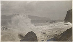 Surf among the rocks at Lands End in the winter time