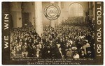 Mass meeting at Merchant's Exchange upon receiving the news from Congress, "San Francisco will have the Fair"