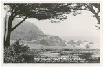 The Rocky Creek Bridge and Pacific Ocean as seen from the Carmel-San Simeon section of the Roosevelt Highway, Calif.