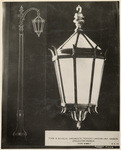 Form 19 Novalux. Ornamental pendent lantern unit. Granite opalescent panels, index E-352.7, 5 6 24, Cheney S1699