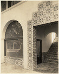 [Exterior front entrance tile detail and bulkhead, Thomas L. Shepard [sic] Building, Wall Street, La Jolla] (2 views)