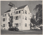 Greetings from the Mark Twain Hotel, 1622 Wilcox Ave., Hollywood 28, California, opposite post office