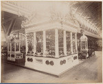 View of the exhibit of the Fredericksburg Bottling Co., the representative beer bottling establishment of the Pacific Coast. Otto Lang, pres.; A. J. Lang, treas. and manager; D. Todt, Secty. At Mechanic's Institute Fair, 1895