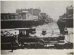 At the foot of Front & Jay street, looking East, in 1865.