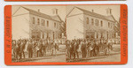 [Group portrait of school children in front of school building]