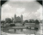 [St. Francis Church from grounds of Sutter's Fort, 26th and K Streets, Sacramento]