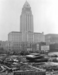 [Civic Center and rubble-filled lot]