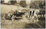 [Automobile from 1912 next to stagecoach from 1860]