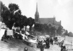 [Refugee camp, Jefferson Square. Lutheran Church, background]