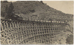 [Klamath Lake Railroad locomotive on trestle]