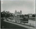 [St. Francis Church from grounds of Sutter's Fort, 26th and K Streets, Sacramento]