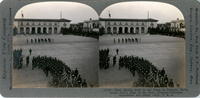 Daily Marine drill in the Plaza de Panama, Sacramento Valley Bldg. in the rear, Panama-California Exposition, San Diego, Calif., U. S. A., 17703