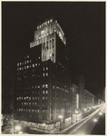 [Exterior night shot full view of Eastern Columbia building, 849 South Broadway, Los Angeles]