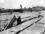 [Buckled curbstone. Harriet St. near Folsom? City Hall (center) and U.S. Post Office (right) in distance]