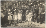 [Robert Wenzel planting tree at Hero's Grove in Golden Gate Park, San Francisco]