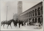[Street scene of refugees with belongings at Ferry Building]