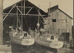 [Sailboats "Alena. W." and "Isabel. W." drydocked at Wilmington boatyards, ca. 1917.