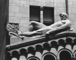 [Figures on cornice of Fine Arts Building, views 1 & 2]