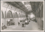 Temporary offices of railroad and telegraph companies in the nave of the ferry building 6 mo's after
