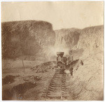 First construction train passing the Palisades, 338