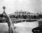 [Louis Agassiz statue, fallen from pedestal. Stanford University]