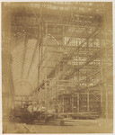 Lower part of the scaffolding for the erection of the great transept ribs