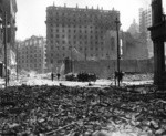 [View southwest along Montgomery St. toward Market St. and Palace Hotel, left center]