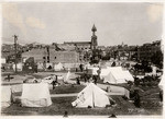 [Refugee camp at Hamilton Square. St. Dominic's Church in background at Steiner and Bush Sts.]